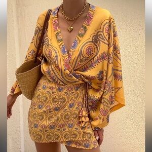 Yellow Paisley Mini Dress